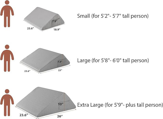 Knee Wedge Pillow, Memory Foam Leg Pillow Bed Wedge for Sleeping, Post Surgery Triangle Pillow Wedge for Knee Support, Leg Elevation, Knees Hip Back Pain Relief (23.6" x 26" x 10", Extra Large, Grey)