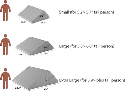 Knee Wedge Pillow, Memory Foam Leg Pillow Bed Wedge for Sleeping, Post Surgery Triangle Pillow for Knee Support, Leg Elevation, Hip Back Pain Relief (23.6" x 23" x 7.9", Large Size, Grey)