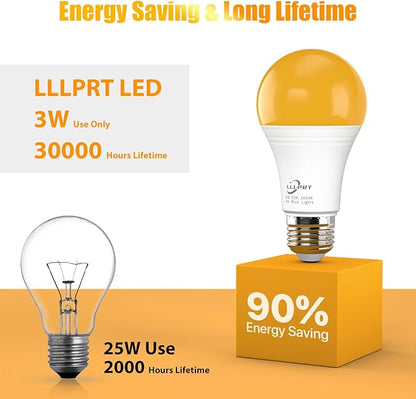 Amber Light Bulbs with Dimmable, 1600K Warm White 180LM NightLight, Blue Light Blocking, Energy Saving, 3W LED, 45W Replacement, Sleep Aid E26 Base Bulb for Bedroom, Baby Nursery Room