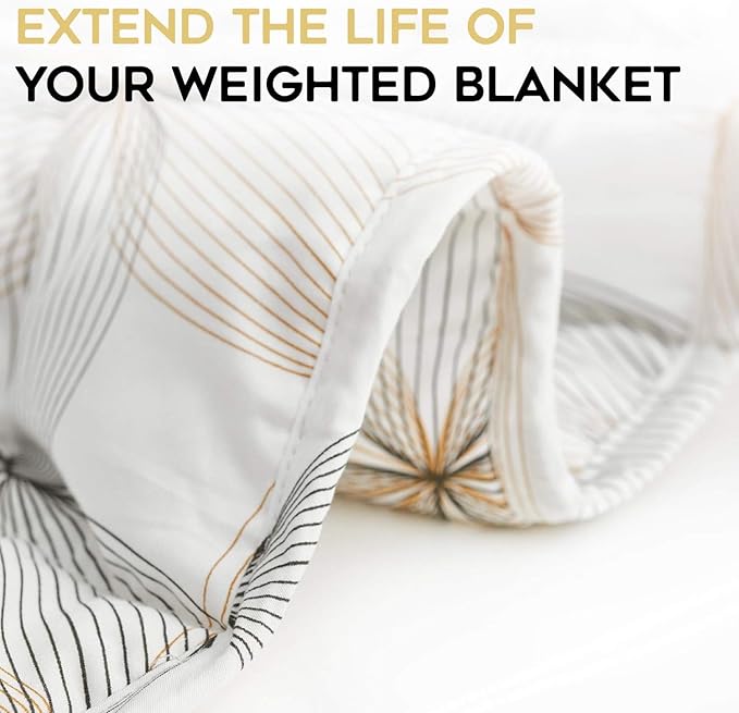 YnM Exclusive Cooling Duvet Cover for Weighted Blankets with 16 Strings (Khaki Flower, 80"x87")