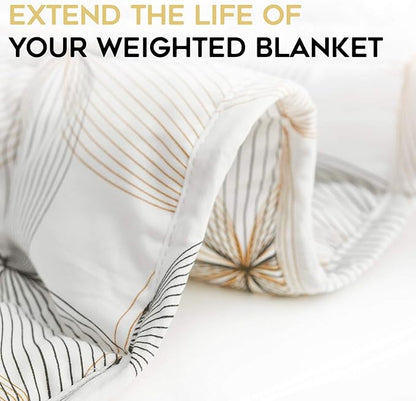 YnM Exclusive Cooling Duvet Cover for Weighted Blankets with 16 Strings (Khaki Flower, 80"x87")