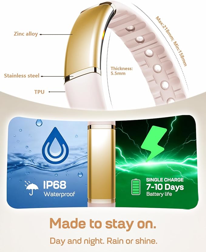 FITVII Ultra Slim Fitness Tracker Wristband, Health and Fitness Wearable with 24/7 Heart Rate, Blood Pressure and HRV Sleep Monitor, Subscription Free Activity Tracker for Android & iPhone