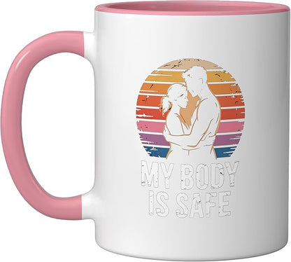 Breathing Relaxation Stress Relief Vagus Nerve Stimulation Ceramic Mug, Pink/White