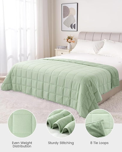 Weighted Blankets for Adults, 15lbs Weighted Blankets Twin Size -Breathable, Soft, Silky, Cooling Microfiber Heavy Blanket with Ceramic Beads for Deep Sleep,Cozy Bed Blanket,48 x 72 inches,Olive Green