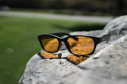 Blue Light Blocking Computer Glasses by Hack Your Sleep - Amber Tinted Lens Blocks Blue and UV Rays - Prevent Digital Eye Strain - Gaming Glasses - Reading Glasses (No Magnification)
