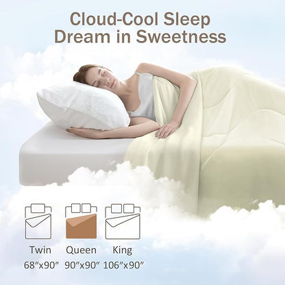 Cooling Blanket Comforter Hot Sleepers Full/Queen Soft Cooling Blanket, Double-Sided Cool Bedding for Night Sweats, All-Season Lightweight Comforter(90 * 90inch, Snow Ivory)