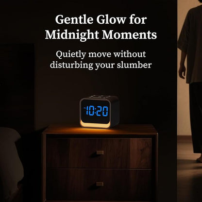 Housbay Wooden Sound Machine Alarm Clock for Bedrooms - Gentle Wake-Up with Birdsong, White Noise for Sleeping, Small Digital Clock for Phone-Free Routine - Walnut Wood