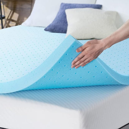 Maxzzz Twin Mattress Topper,2 Inch Ventilated Design Memory Foam Queen Mattress Topper,Cooling Gel Infused Swirl Foam Pad for Pressure Relief Back Pain, CertiPUR-US Certified