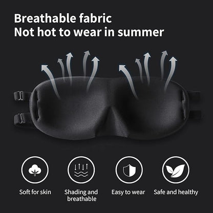 ALASKA BEAR Sleep Mask 2 Straps, Deep Concave Molded Foam Mask with Convex Eye Cups and Light Blocking Nose Contour, Two Adjustable Elastic Bands Stay on Head w/o Slipping, Black