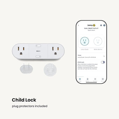 Safety 1st Connected Dual Smart Outlet — Wi-Fi Plug, No Hub Required, Independently Controllable Outlets, Timer & Schedule, ETL Certified, Wi-Fi Controlled, iOS and Android Compatible