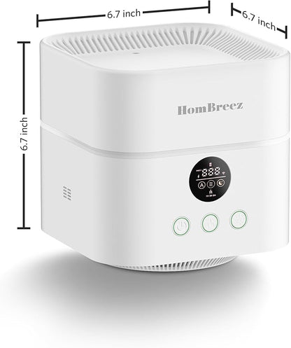 Air Purifier and Humidifier Combo for Bedroom, Covers Up to 200ft², H13 True HEPA Filter, 500ML Water Tank, Quiet Cool Mist Top Fill Essential Oil Diffuser for Baby, Pet Room, White