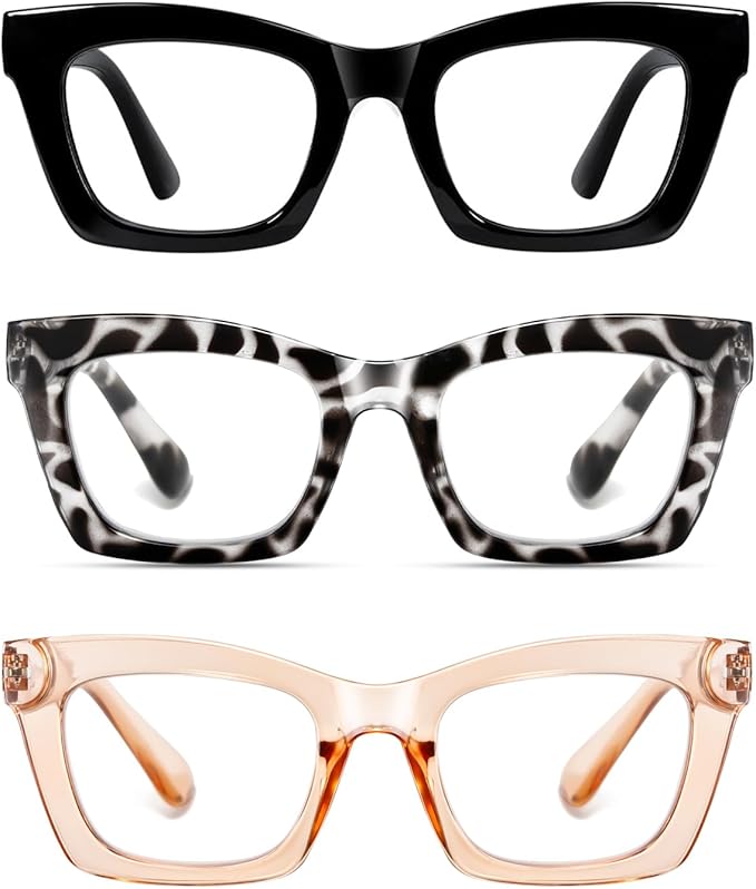 Hubeye Oprah Style Reading Glasses for Women Men Blue Light Blocking Computer Square Readers with Spring Hinge