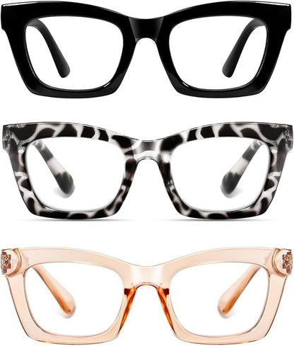 Hubeye Oprah Style Reading Glasses for Women Men Blue Light Blocking Computer Square Readers with Spring Hinge