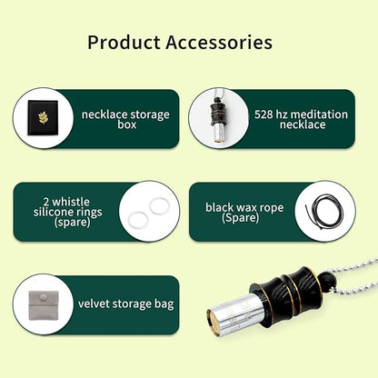 Black Zen Bamboo Whistle 528 Hz Meditation Necklace Breathing Frequency Sound Healing Device by Adjusting The Breathing for Anxiety & Stress Relief Mindfulness