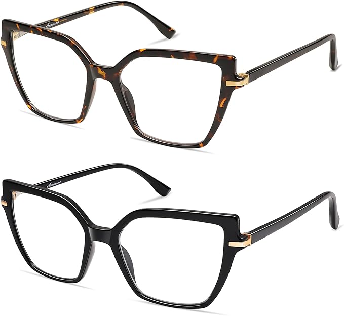 AMOMOMA Trendy Square Blue Light Blocking Reading Glasses for Women Women's Readers Spring Hinge AM6082