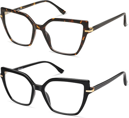 AMOMOMA Trendy Square Blue Light Blocking Reading Glasses for Women Women's Readers Spring Hinge AM6082