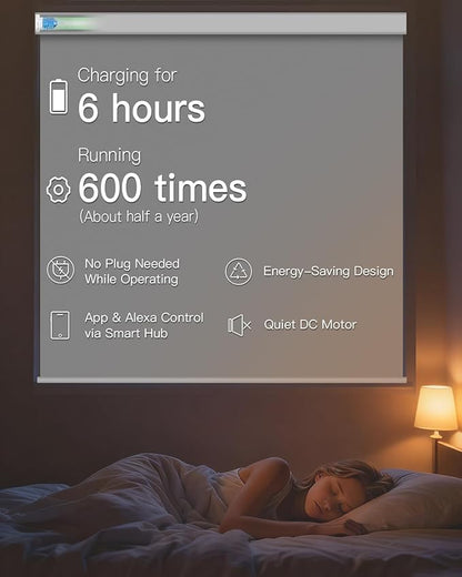 Motorized Roller Shade with Remote Control, Blackout Electric Shade for Windows Compatible with Alexa Google via Hub, Rechargeable Smart Window Blind Customized Size (Vinyl Light Grey)