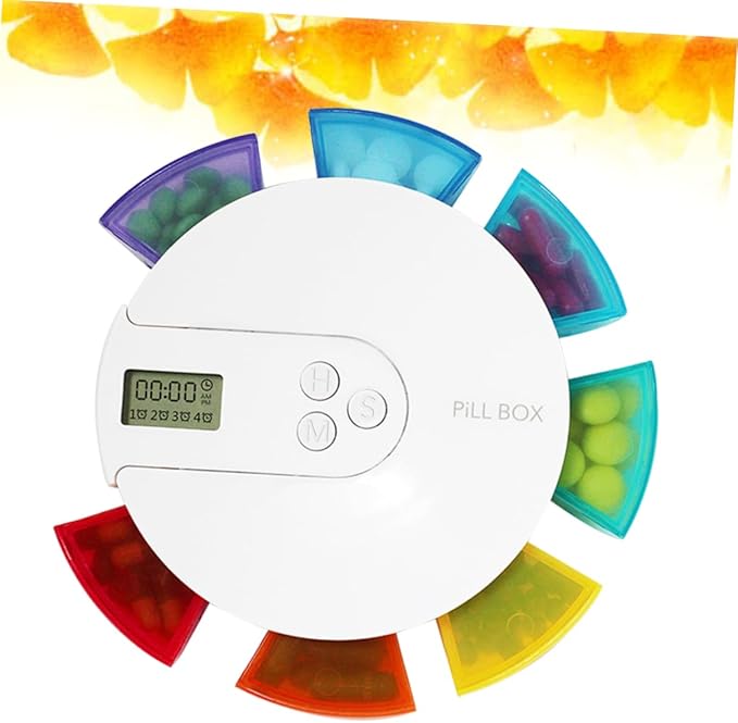 NOLITOY Weekly Organizer Compartments and Alarm Reminder Portable Dispenser for Travel Day Medicine Timer for Vitamins and Medication Management
