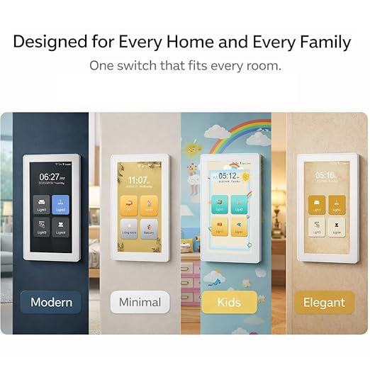 LANBON L10 Large LCD Smart Light Switch, Custom Display & Icons, 6-in-1 1/2/3/4 Gang & Curtain, 2.4GHz WiFi, Compatible with Alexa & Google Home, Motion Wake Screen, No Dimmer, Neutral Wire Required