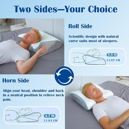 Sleep Apnea Pillow, Airway Pro Cervical Pillow for Neck Pain Relief, Orthopedic Memory Foam Neck Support Pillow for Side, Back & Stomach Sleepers, Anti-Snore Ergonomic Contour Pillow (Black)
