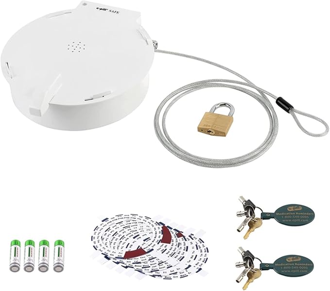 e-Pill Med-O-Wheel Safe Automatic Pill Dispenser – High-Security, Tamper-Resistant System for Controlled Medications (4 Locks, Metal Case)