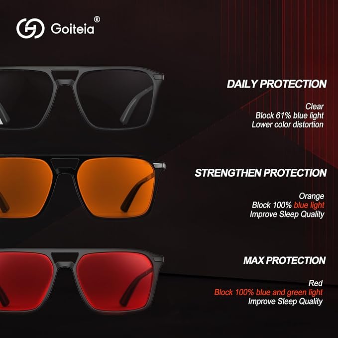 Goiteia Orange Blue Light Blocking Glasses-Retro 70s Blue Light Glasses for Men Women, Easier Sleep and Migraine Relief