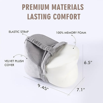 Knee Pillow for Side Sleepers Sciatica Pain Relief - Memory Foam Support Pillows Between Legs with Non-Slip Strap, Spine Alignment for Pregnancy, Hip, Knee, Back Pain