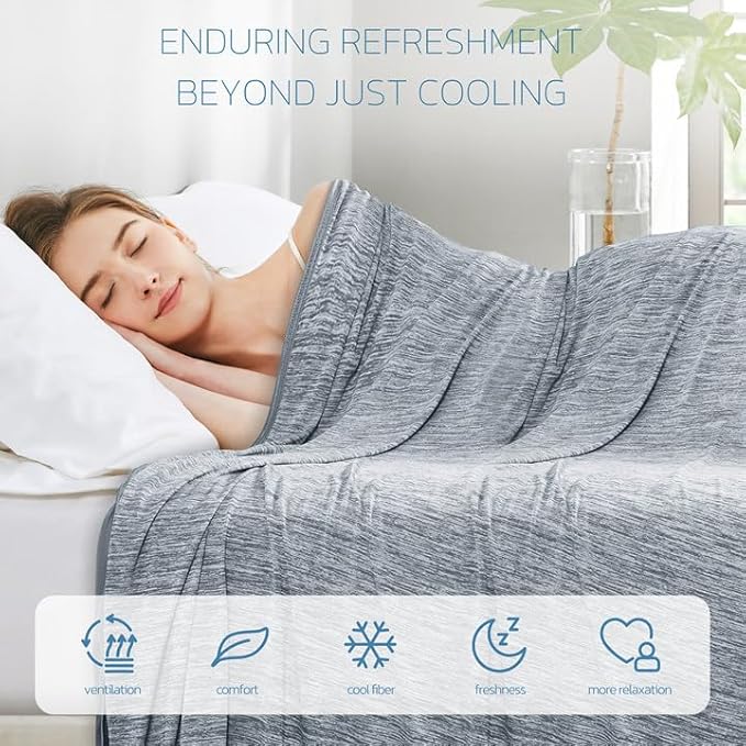 Degrees of Comfort Cooling Blankets for Hot Sleepers - King Summer Cold Blankets for Bed Sleeping, Absorbs Heat to Keep Body Cool, Soft & Cozy, Grey 108"x90"