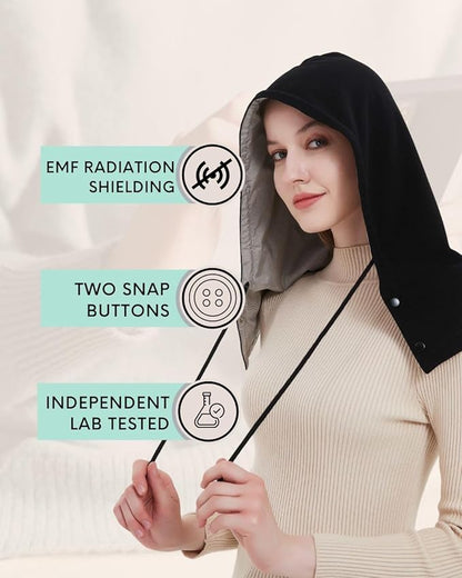Radia Smart® EMF Protection Hood, Faraday Hat,EMF Shielding, RF Shielding, WiFi Shield, Brain Coat, Black