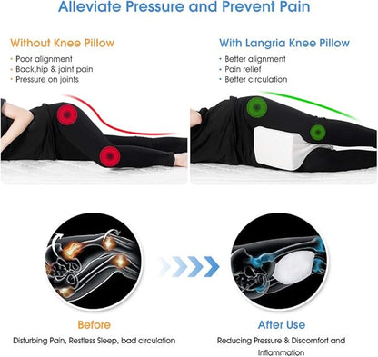 ZOAN Knee Pillow for Side Sleepers, Memory Foam Knee Pillow, Leg Pillows for Side Sleeping for Hip, Back and Sciatica Pain Relief