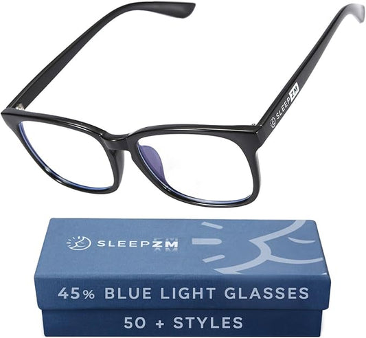 100% Blue Light Blocking Glasses - Better Sleep Anti Eye Strain Protection - Computer Gaming Women Men