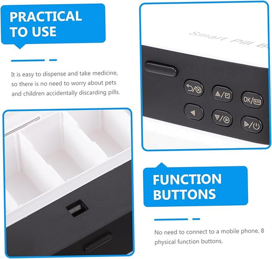Electronic Pill Dispenser Alarms Medicine Reminder Medicine Timer Organizer for Daily Medication Smart Pill Box for Seniors Home Travel