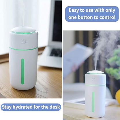 Personal Ultrasonic Cool Mist Humidifier for Car Bedroom Office, Portable Rechargeable Travel Humidifier for Car & Desk, with 7 Color Lights, Battery Powered