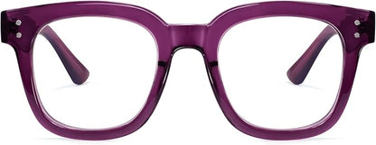 Madison Avenue Oversized Blue Light Blocking Glasses for Women Fashion Blue Light Blockers Anti Eyestrain & UV Protection Computer Eyeglasses (Transparent Purple)
