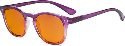 Eyekepper Ladies Blue Light Blocking Reading Glasses with Orange Tinted Filter Lens - Night Sleep Computer Readers Women - Purple-Red Frame +2.25