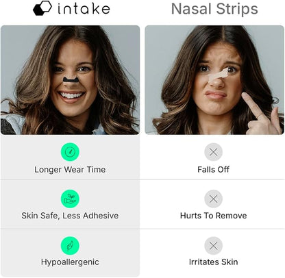 Intake Breathing Magnetic Nasal Strips Starter Kit (15 Count, Black) - Boost Oxygen Intake, Reduce Snoring, Improve Sleep Quality - Sweat Resistant, Nasal Strips - Extra Strength Snoring Solution