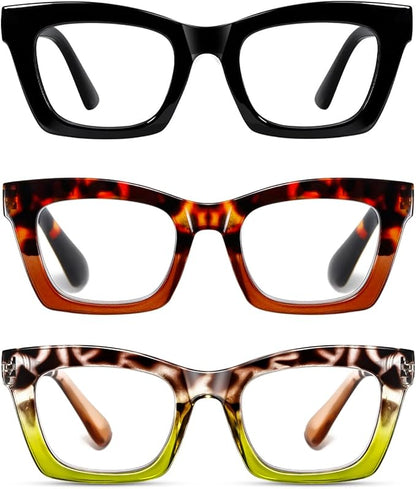 Hubeye Oprah Style Reading Glasses for Women Men Blue Light Blocking Computer Square Readers with Spring Hinge