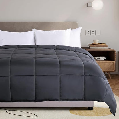 NEXHOME PRO Viscose from Bamboo Cooling Comforter, King Lightweight Down Alternative Organic Natural Duvet Insert,Summer Bedding Blanket Cool for Hot Sleepers,8 Corner Tabs Dark Grey 106x90