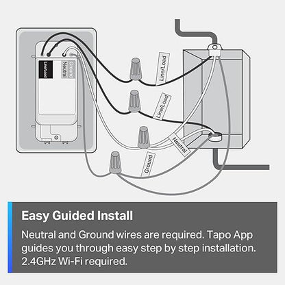 TP-Link Tapo Matter Smart Light Switch: Voice Control w/Siri, Alexa & Google Assistant | UL Certified | Timer & Schedule | Easy Guided Install | Neutral Wire Required | Single Pole | Tapo S505