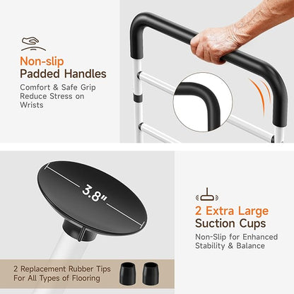 WAYES Bed Rails for Elderly Adults Safety, Adjustable Bed Assist Rail Handle with Leg for Seniors, Handicap, Disabled, Fall Prevention Hand Guard Grab Bar Bed Cane, Fit King, Queen, Full, Twin