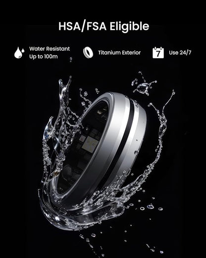 RENPHO Lynx Smart Ring-All Day Sleep & Activity Tracking, Includes Charging Case, Gifts for Men, 7-Day Battery Life, Subscription-Free App for iOS & Android, Size Before You Buy (Silver, Size 13)