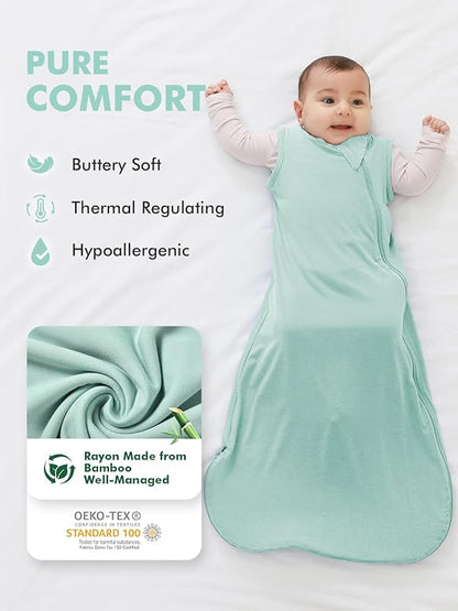 HAPIU Unisex Rayon Made from Bamboo Baby Sleep Sack TOG 0.5, 2-Way Premium Zipper, Wearable Blanket
