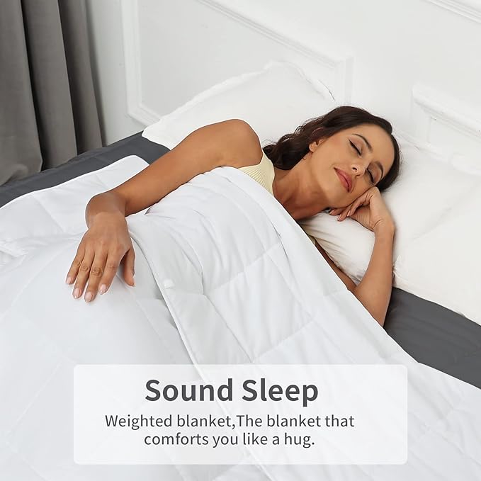 Weighted Blanket 12lbs Queen Size White 60"x80" Weighted Blankets for Adults Heavy Blanket are Comfortable and Cozy