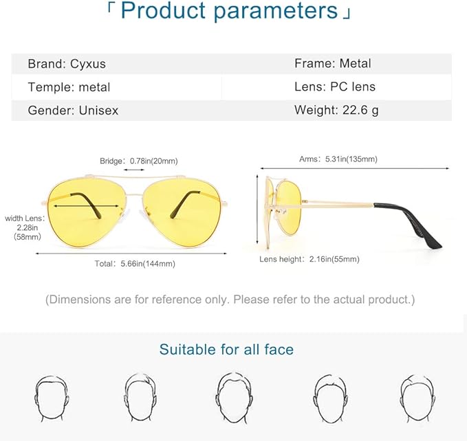 Cyxus Davos French Ma-con Style Aviator Glasses Blue Light Blocking Eyeglasses for Computer UV Protection Anti Eyestrain 8805