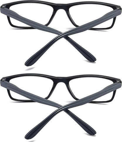 Reading Glasses Blue Light Blocking for Men Women,Rectangular Frame Computer Readers with Spring Hinge