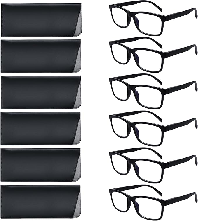 SIGVAN 6 Pack Reading Glasses for Women Men Blue Light Blocking,Spring Hinge Anti Eyestrain/Glare Computer Readers (6 Black, 1.0)