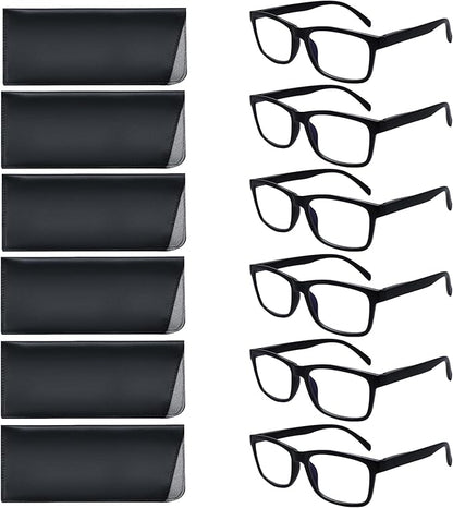 SIGVAN 6 Pack Reading Glasses for Women Men Blue Light Blocking,Spring Hinge Anti Eyestrain/Glare Computer Readers (6 Black, 1.50)