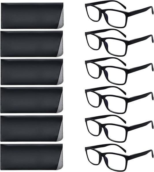 SIGVAN 6 Pack Reading Glasses for Women Men Blue Light Blocking,Spring Hinge Anti Eyestrain/Glare Computer Readers (6 Black, 1.50)