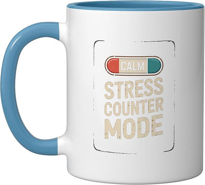 Relaxation Breathing Vagus Nerve Stimulation Stress Relief Ceramic Mug, Blue/White