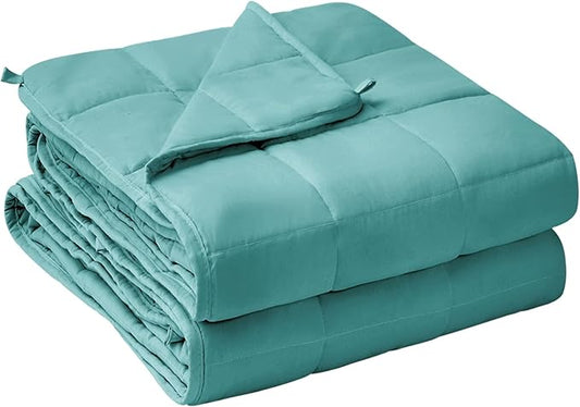 yescool Weighted Blanket for Adults (20 lbs, 48" x 72", Teal) Cooling Heavy Blanket for Sleeping Perfect for 190-210 lbs, Twin Size Breathable Blanket with Premium Glass Bead, Machine Washable